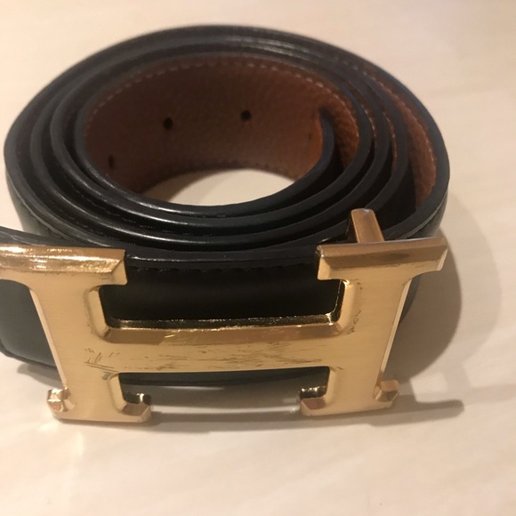 Hermes Accessories - HERMES reversible leather belt in gold hardware